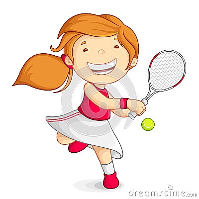 Vector girl playing Tennis Vector Illustration