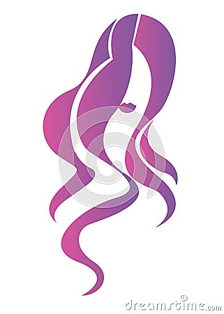 Vector girl portrait beauty hair beautiful Stock Photo