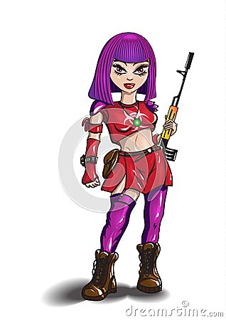Vector girl in violet and red outfit Vector Illustration