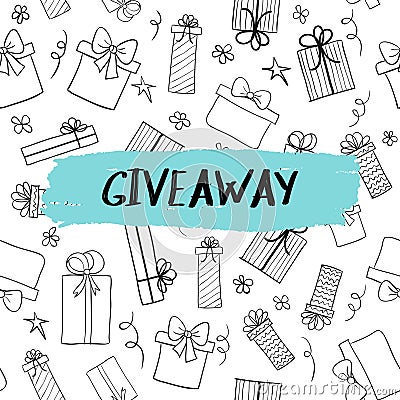 Vector giveaway card with gift boxes pattern Vector Illustration