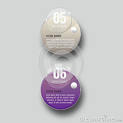 Vector glass infographic banners set on gray background. template, for, presentation, education, web Vector Illustration