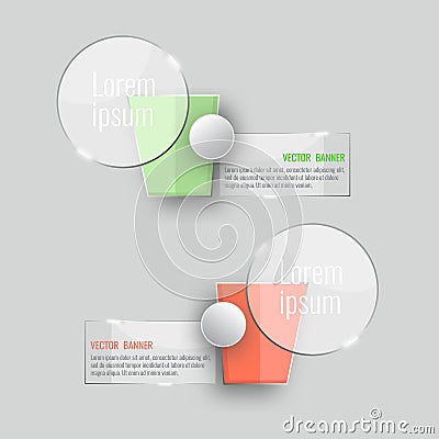 Vector glass infographic banners set on gray background. template, for, presentation, education, web Vector Illustration