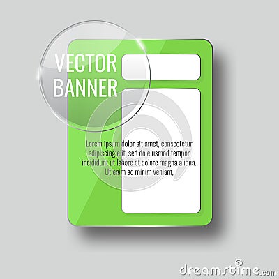 Vector glass infographic banners set on gray background. template, for, presentation, education, web Vector Illustration