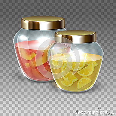 Vector Glass jars of jam Vector Illustration