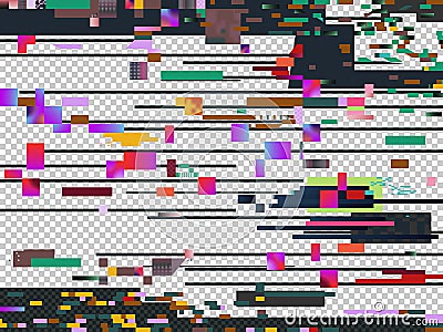 Vector glitch noise texture isolated. Glitched computer screen. Television signal decay Vector Illustration