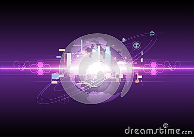 Global technology network, abstract telecoms future background Vector Illustration