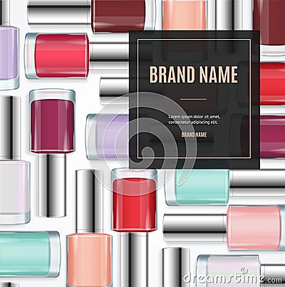 Vector Gloss Colorful Nail Lacquer Ads, 3d illustration Vector Illustration