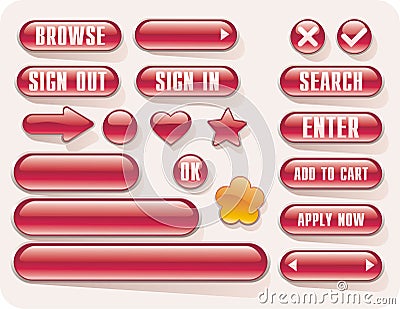 Vector glossy buttons Vector Illustration