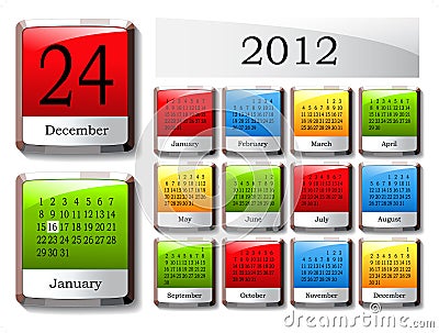 vector glossy calendar 2012 Vector Illustration