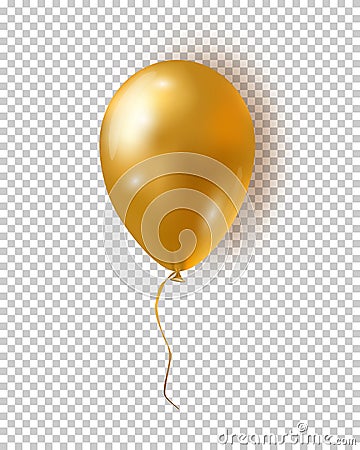 Vector glossy golden balloon. Realistic air 3d balloon Vector Illustration