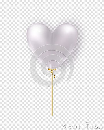 Vector glossy white air balloon in heart form. Illustration of realistic air 3d balloon isolated Vector Illustration