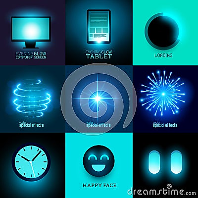 Vector Glow In The Dark Collection Vector Illustration