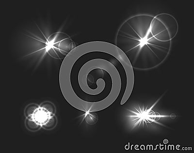 Vector Glowing on Dark Background, Underwater Shine, Monochrome Design Elements. Stock Photo