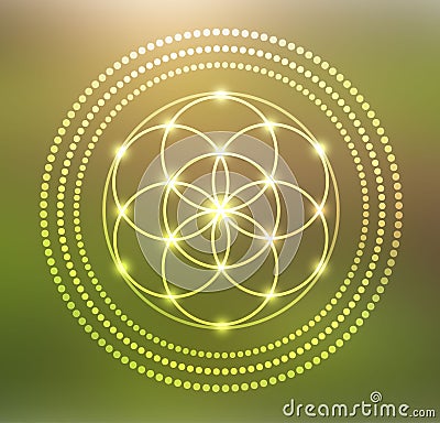 Vector Glowing Flower of Life Symbol Illustration Vector Illustration