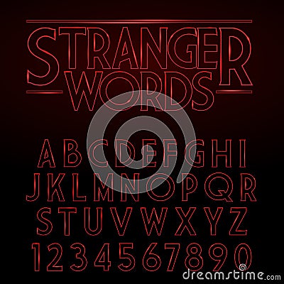 Vector Glowing Vintage Stylized Alphabet on black background Vector Illustration