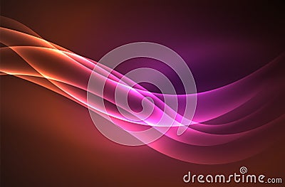 Vector glowing wave, smoke Vector Illustration