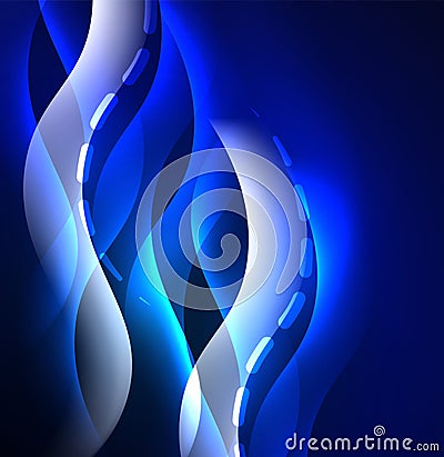 Vector glowing wave, smoke design wavy lines Vector Illustration