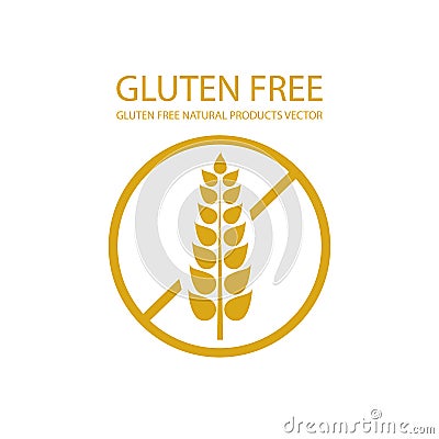 Vector Gluten Free Label Template, Packaging Design Element, Golden Icon Background. Vector Illustration