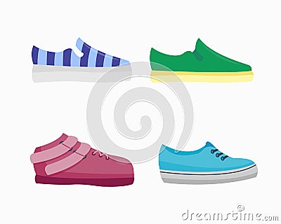 Vector go for walk illustration pair of vintage sneakers activity shoelace boot clothing training Vector Illustration