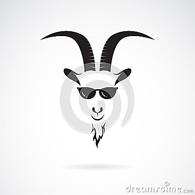 Vector of goat head wearing sunglasses on white background. Wild Animals. Easy editable layered vector illustration Vector Illustration