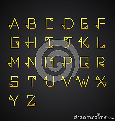 Vector Gold Alphabet Set Vector Illustration