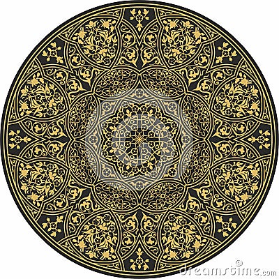 Vector gold arabic national round ornament. Vector Illustration