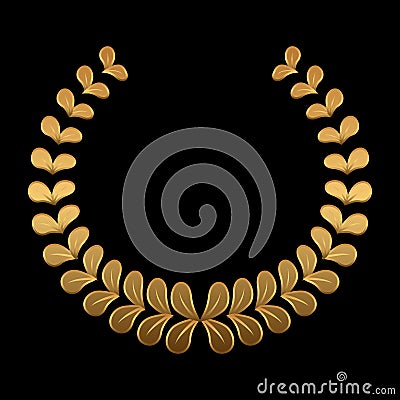 Vector gold award wreaths, laurel on black background. Vector Vector Illustration