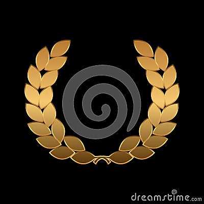 Vector gold award wreaths, laurel on black background. Vector Vector Illustration