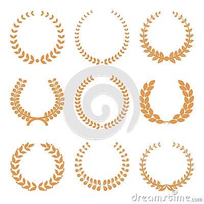 Vector gold award wreaths, laurel on white background. Vector Vector Illustration