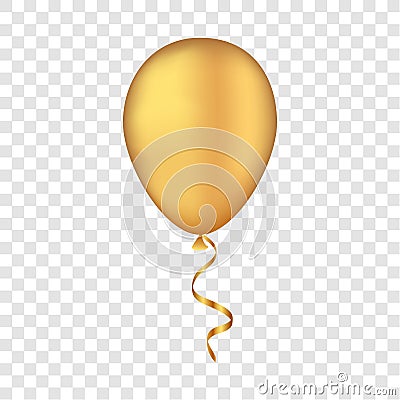 Vector gold balloon on a transparent background. Vector Illustration