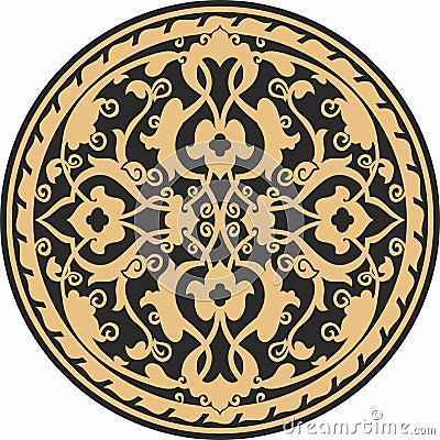 Vector gold and black arabic national round ornament. Vector Illustration