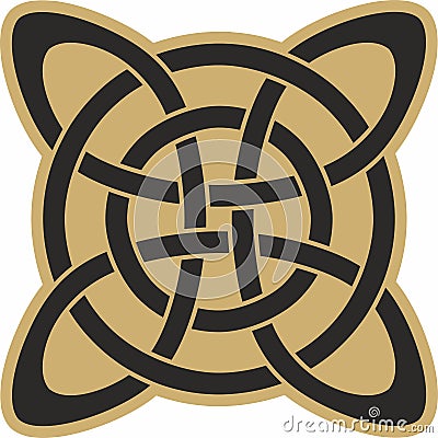 Vector gold and black Celtic knot. Ornament of ancient European peoples. Vector Illustration