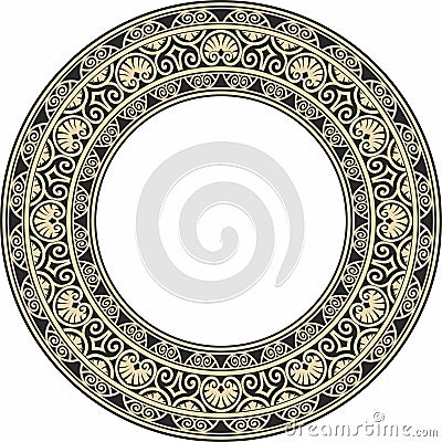 Vector gold and black round classic renaissance ornament. Vector Illustration