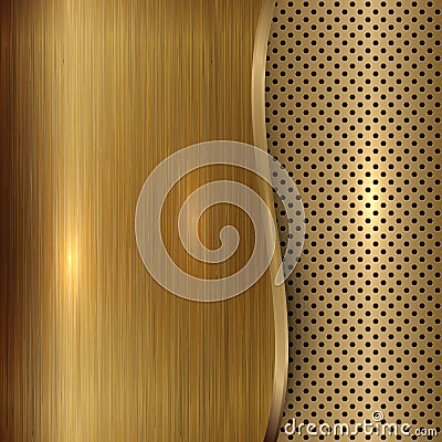Vector gold brushed metallic plaque background Vector Illustration