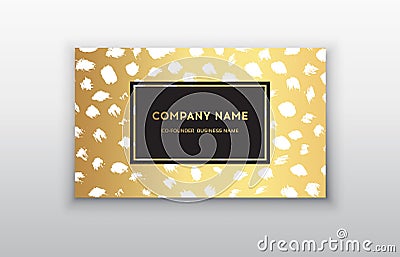 Vector gold business card templates with brush stroke background. Dark brush dots Vector Illustration