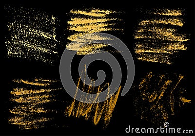 Vector gold charcoal hand drawing abstract on black background s Stock Photo