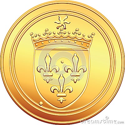 vector Gold coin French ecu obverse Vector Illustration