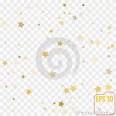 Vector gold confetti. Gold stars on transparent background Vector Illustration