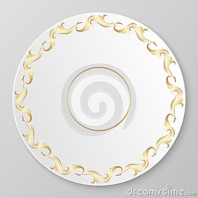 Vector gold decorative plate. Vector Illustration
