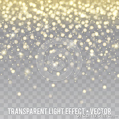 Vector Gold Glitter Effect transparent Background. Star Dust Sparks. Vector Illustration