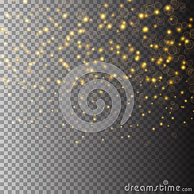 Vector gold glitter particles background effect for luxury greeting rich card. Sparkling texture. Star dust sparks in Vector Illustration