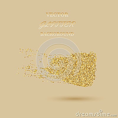 Vector gold glitter wave abstract background, golden sparkles on beige background. Vector Illustration