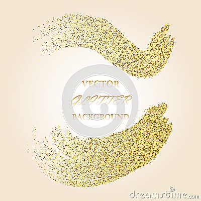 Vector gold glitter wave abstract background, golden sparkles on white background. Vector Illustration