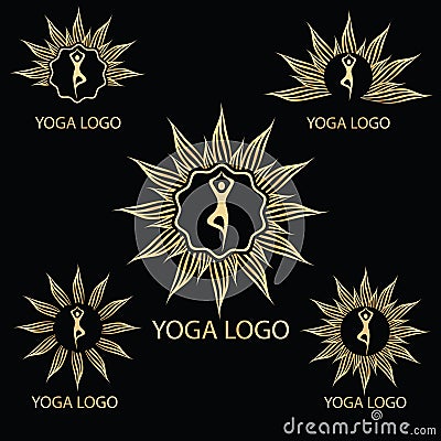 Vector Gold Lotus Logo template. Vector Illustration