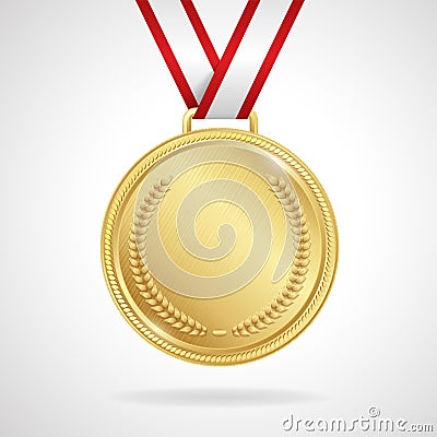 Vector gold medal with ribbon Vector Illustration