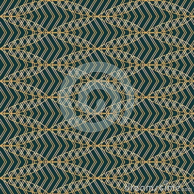 Vector gold ovals art deco dark seamless pattern Vector Illustration