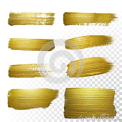 Vector gold paint smear stroke stain set. Vector Illustration