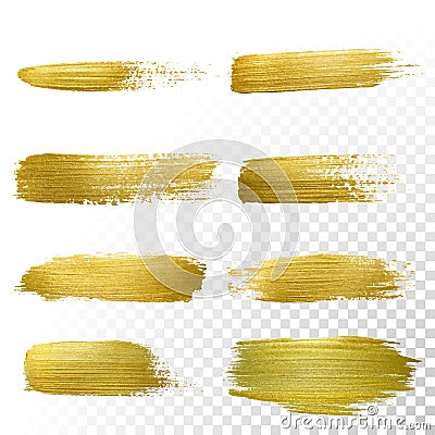 Vector gold paint smear stroke stain set. Vector Illustration