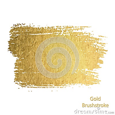 Vector gold paint smear stroke stain set. Abstract gold glitteri Vector Illustration