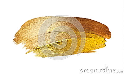 Vector gold paint stroke stain. Abstract gold glittering textured art illustration Vector Illustration